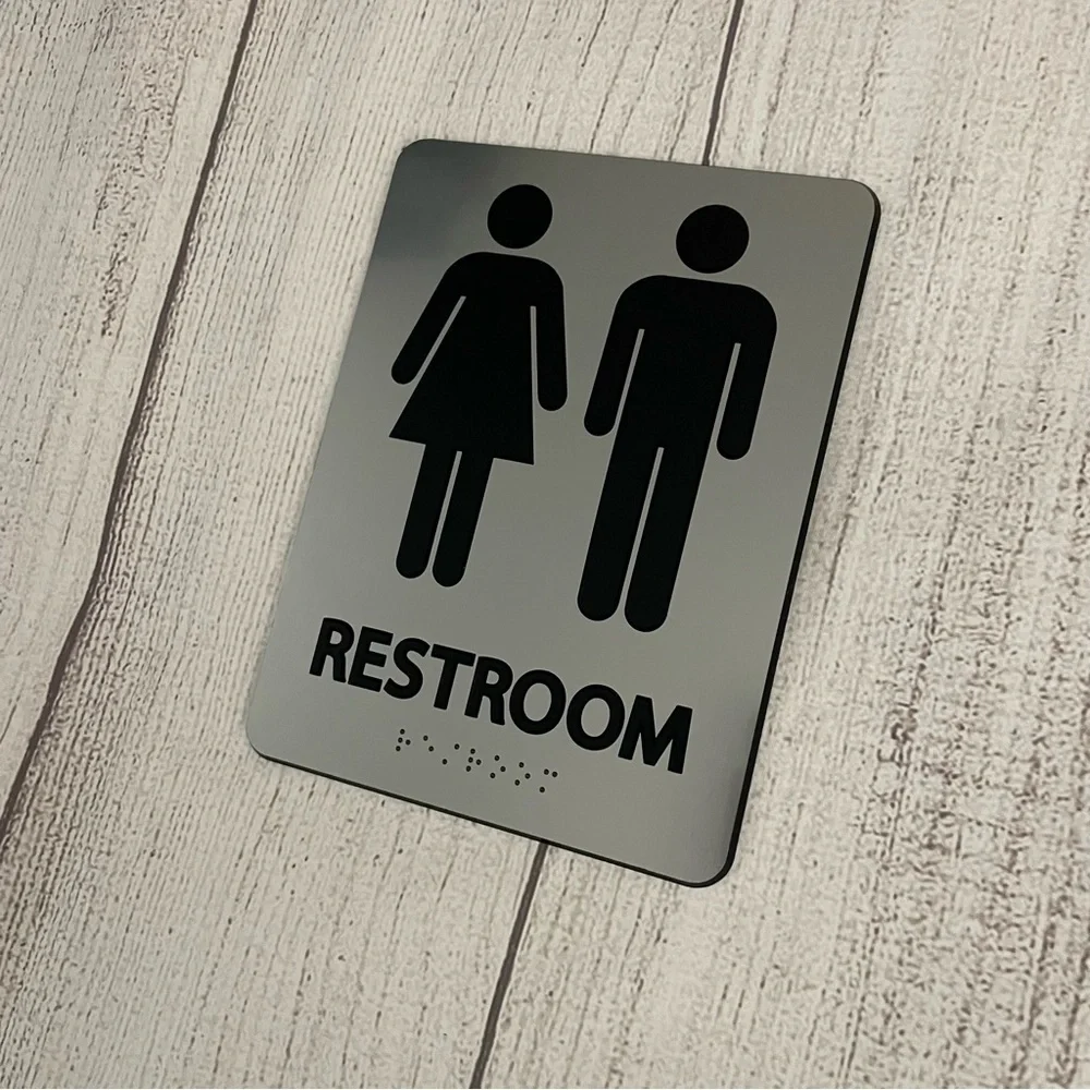 Black & Silver Restroom Sign